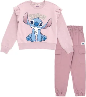 Disney Junior Fleece Sweatshirt and Twill Jogger Pants Outfit Set Toddler to Big Kid Sizes (2T - 14-16)