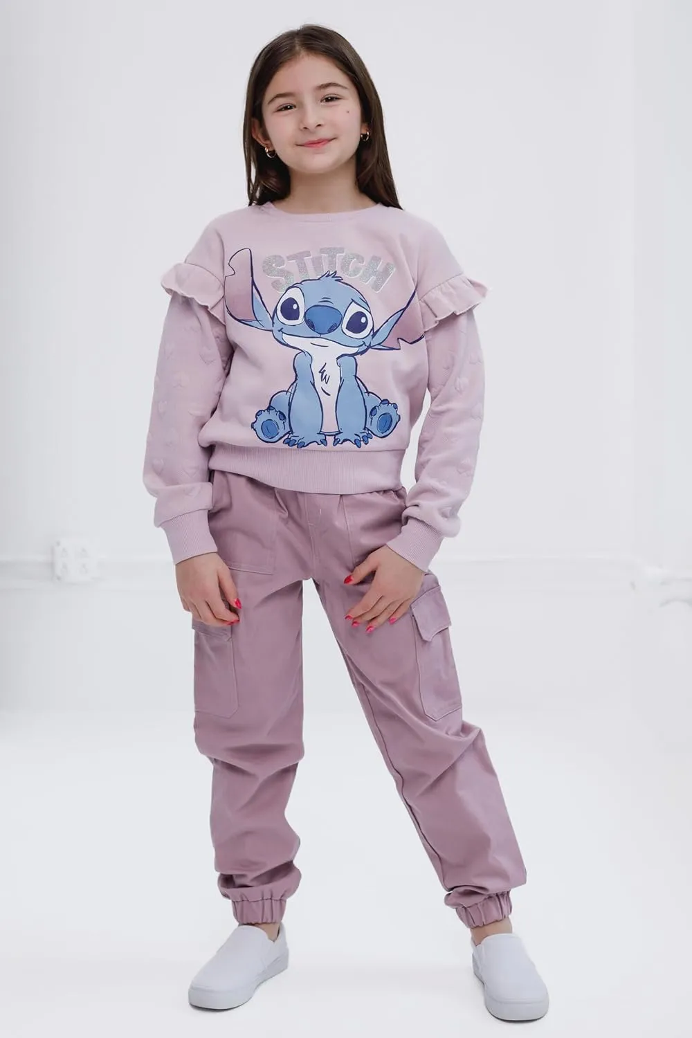 Disney Junior Fleece Sweatshirt and Twill Jogger Pants Outfit Set Toddler to Big Kid Sizes (2T - 14-16)