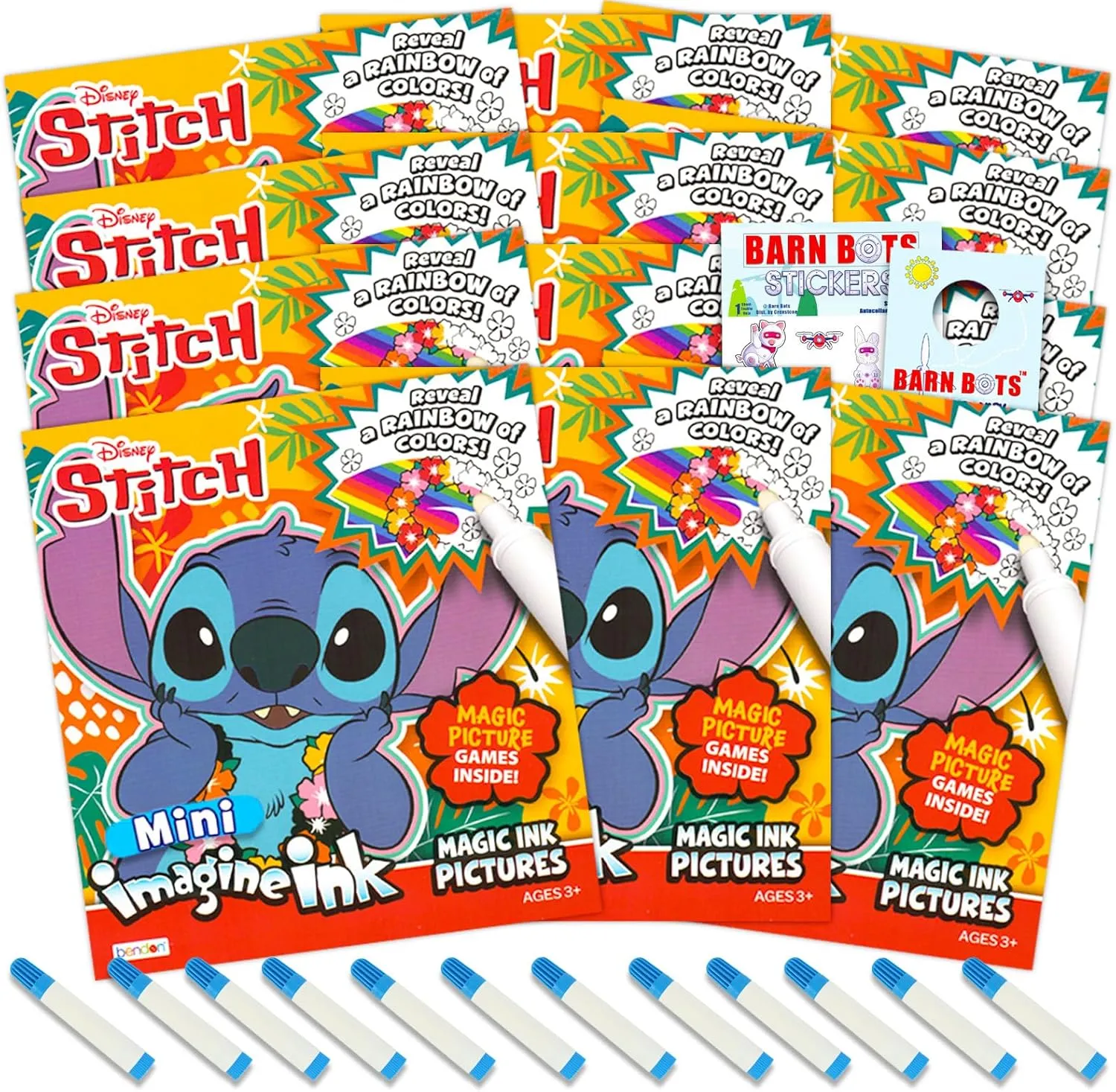 Disney Lilo and Stitch Imagine Ink Coloring Book Set for Girls Boys - 12 No Mess Magic Ink Activity Books with Stickers, Door Hanger (Stitch Mess Free Party Supplies)