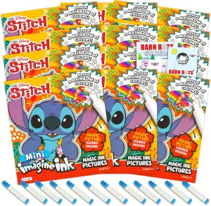 Disney Lilo and Stitch Imagine Ink Coloring Book Set for Girls Boys - 12 No Mess Magic Ink Activity Books with Stickers, Door Hanger (Stitch Mess Free Party Supplies)
