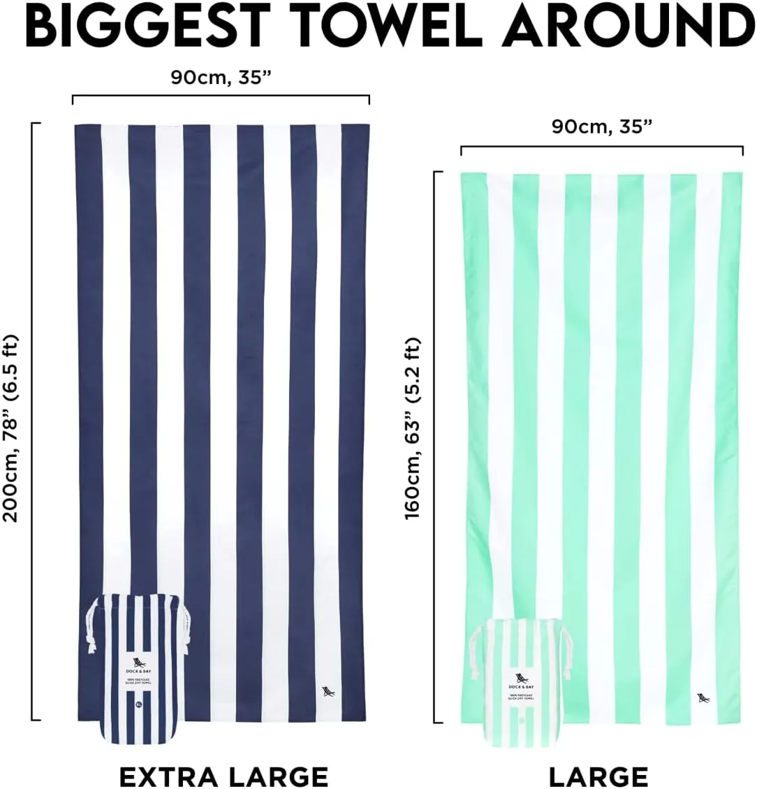 Dock & Bay Customized Beach Towel - Quick Dry, Sand Free - Compact, Lightweight - 100% Recycled - Includes Bag - Cabana - Boracay Yellow - Large