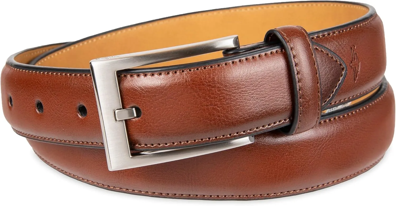Dockers Men's 1 3/8 " Feather-Edge Belt with Two-Row Stitching