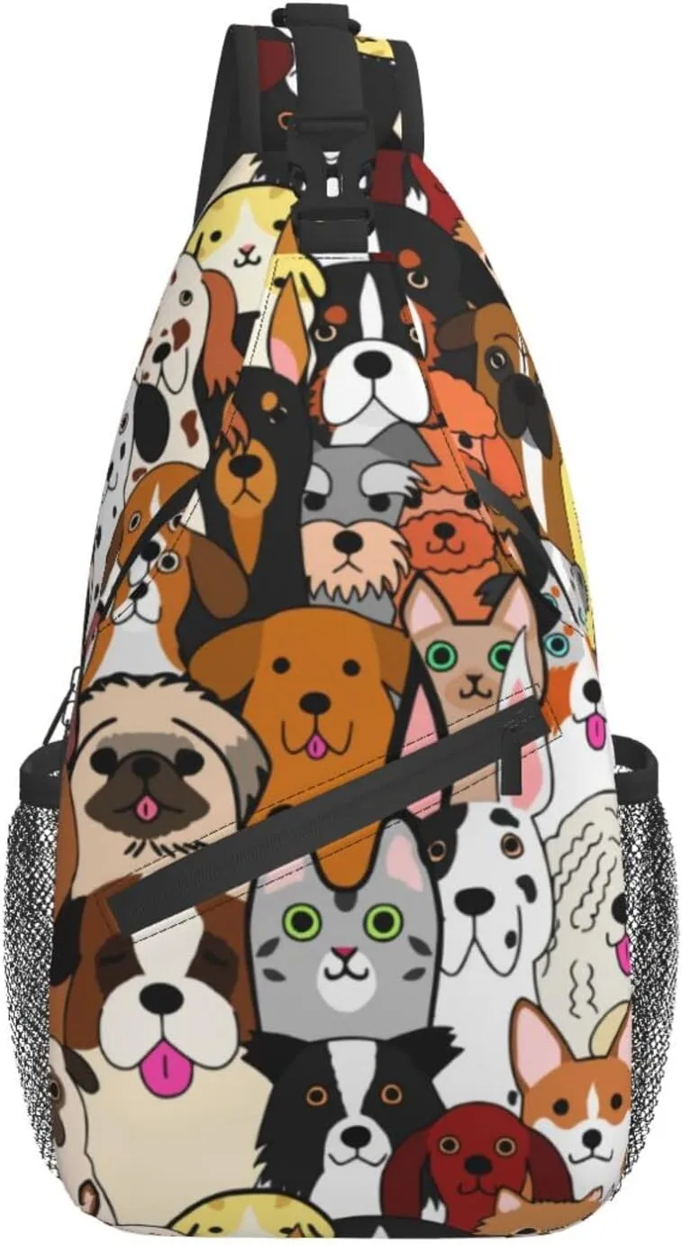 Dog Puppy Sling Backpack Crossbody Shoulder Bag Travel Hiking Daypack Gifts