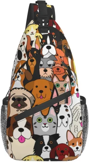 Dog Puppy Sling Backpack Crossbody Shoulder Bag Travel Hiking Daypack Gifts