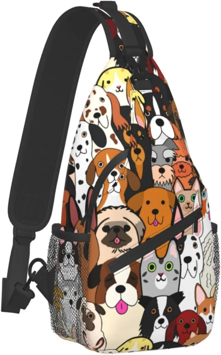 Dog Puppy Sling Backpack Crossbody Shoulder Bag Travel Hiking Daypack Gifts