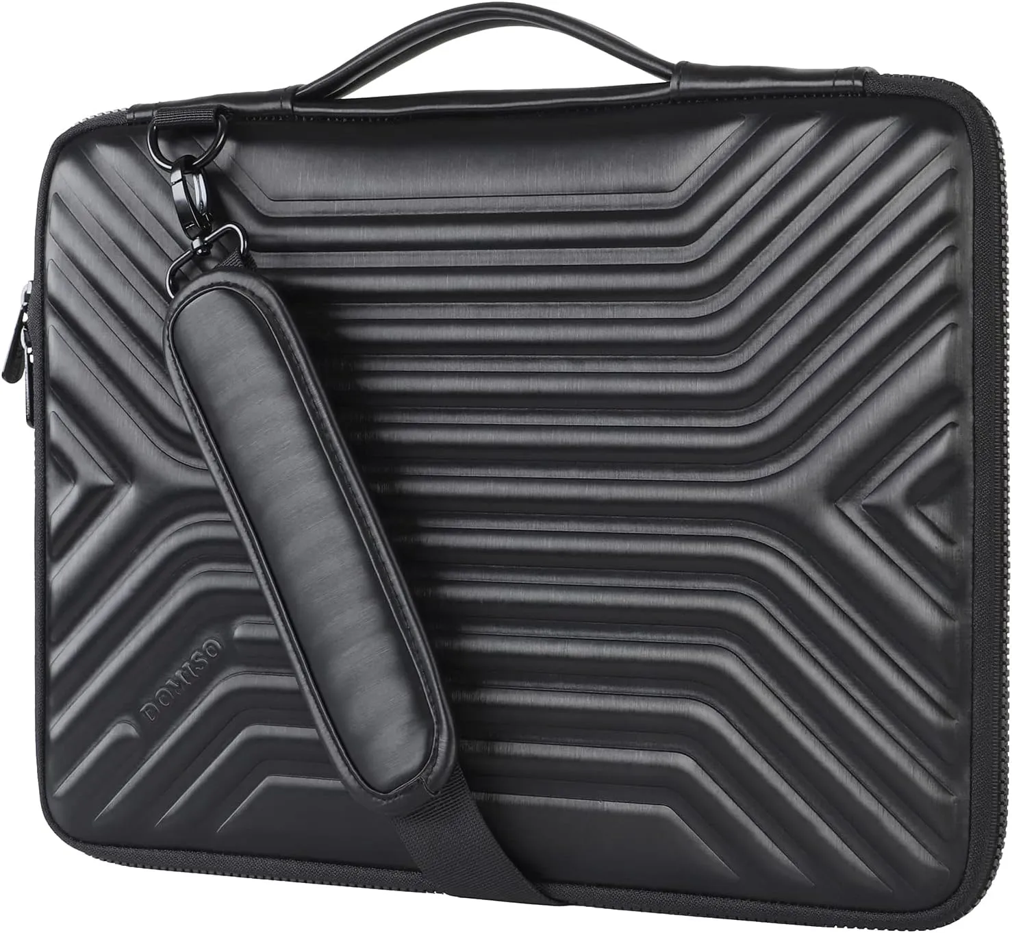 DOMISO 17 Inch Shockproof Waterproof Laptop Sleeve with Strap Lightweight Soft EVA Tablet Protective Case Bag for 17-17.3" Notebook/Dell/Lenovo/Acer/HP/MSI, Black