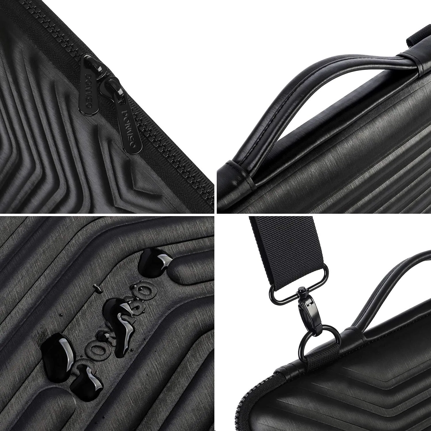 DOMISO 17 Inch Shockproof Waterproof Laptop Sleeve with Strap Lightweight Soft EVA Tablet Protective Case Bag for 17-17.3" Notebook/Dell/Lenovo/Acer/HP/MSI, Black