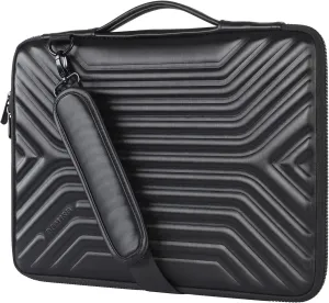 DOMISO 17 Inch Shockproof Waterproof Laptop Sleeve with Strap Lightweight Soft EVA Tablet Protective Case Bag for 17-17.3" Notebook/Dell/Lenovo/Acer/HP/MSI, Black