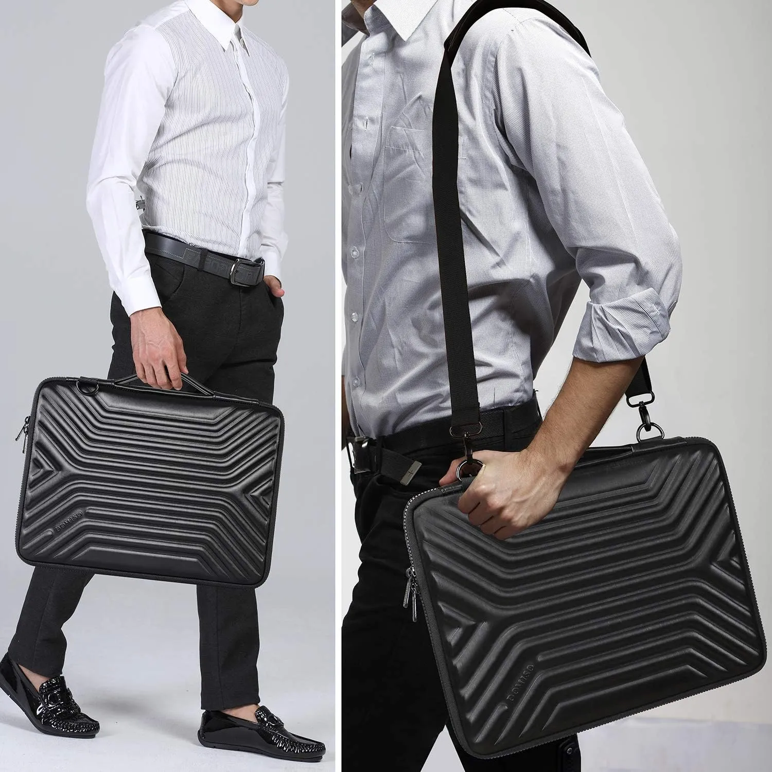 DOMISO 17 Inch Shockproof Waterproof Laptop Sleeve with Strap Lightweight Soft EVA Tablet Protective Case Bag for 17-17.3" Notebook/Dell/Lenovo/Acer/HP/MSI, Black