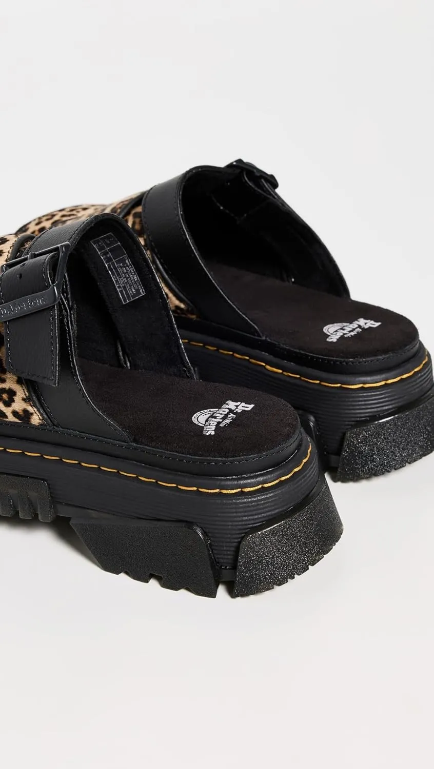 Dr. Martens Women's Mattison Light Tan Mini Leopard Slides