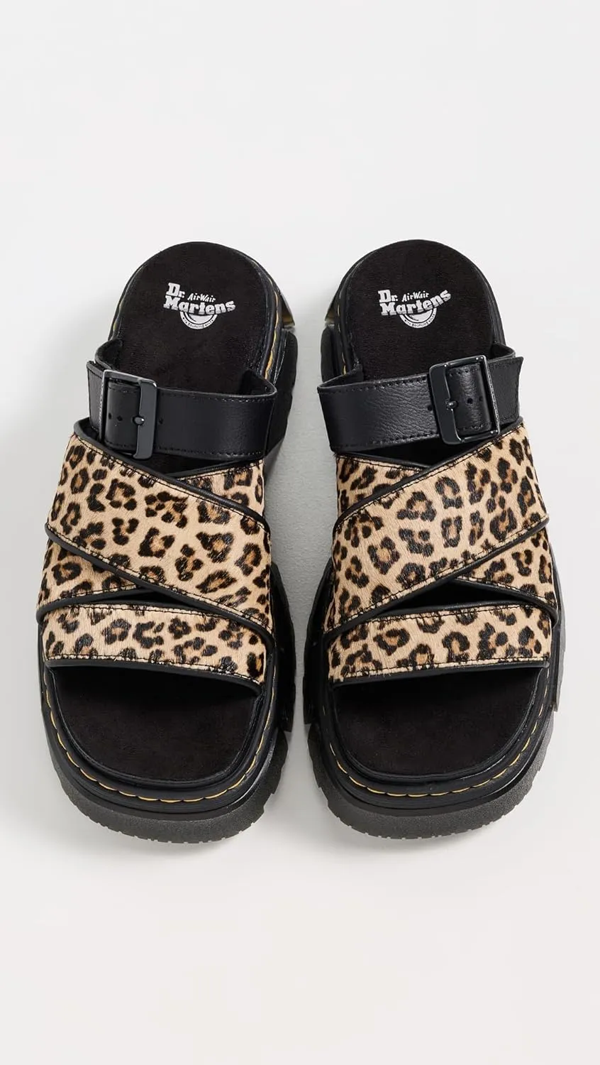 Dr. Martens Women's Mattison Light Tan Mini Leopard Slides