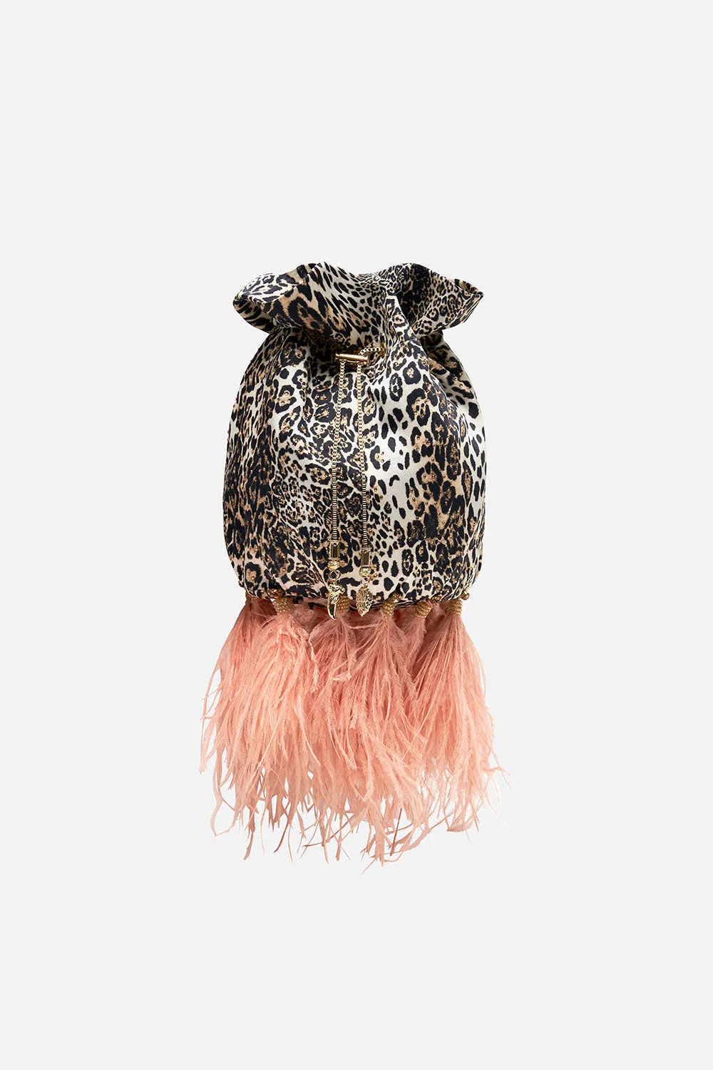DRAWSTRING POUCH WITH FEATHERS COOL FOR CATS