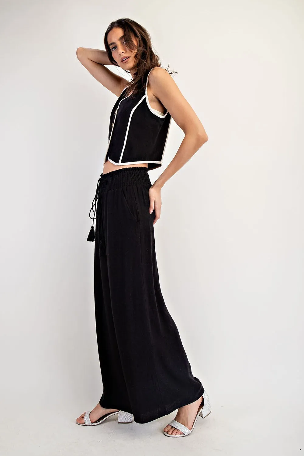 Drawstring Tassel Straight Leg Pants