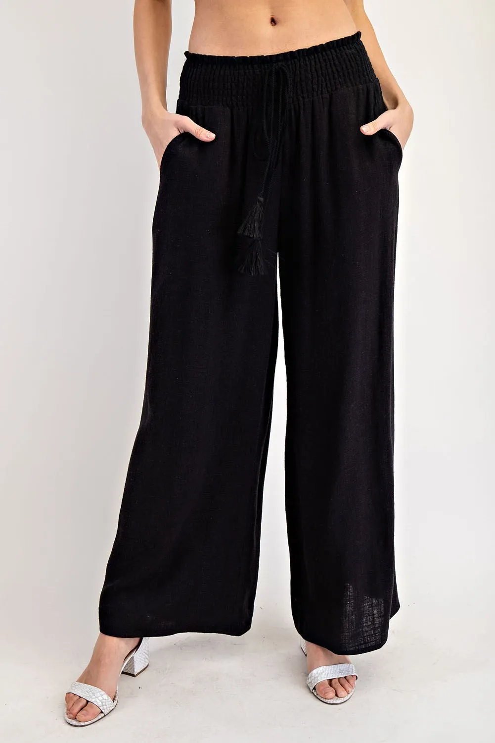 Drawstring Tassel Straight Leg Pants