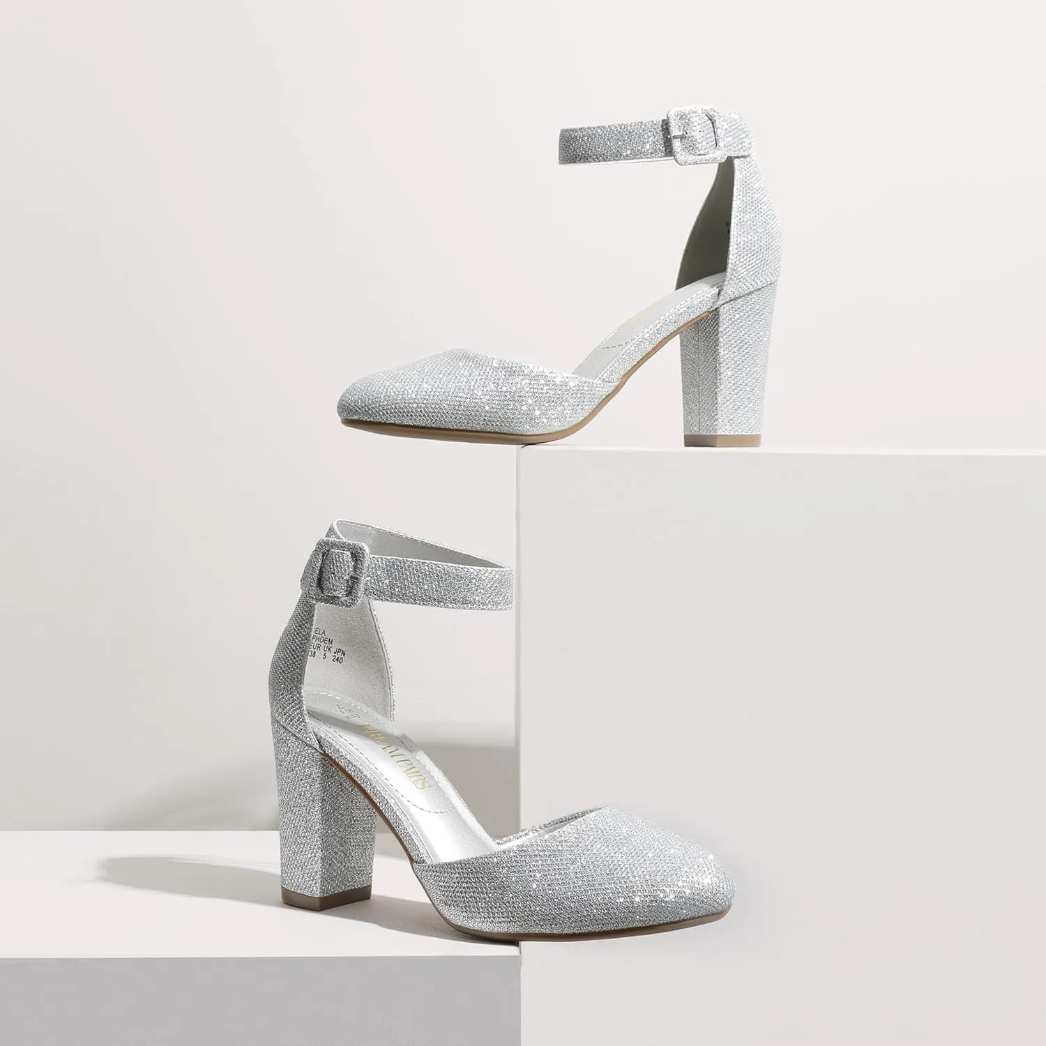 DREAM PAIRS Women's High Heel Ankle Strap Closed Toe Chunky Wedding Pumps Shoes