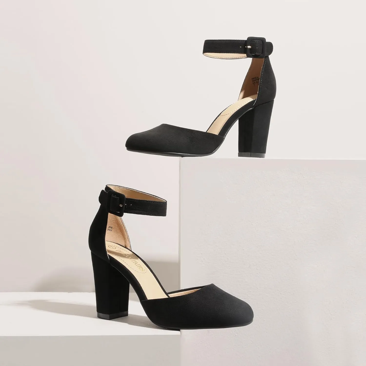 DREAM PAIRS Women's High Heel Ankle Strap Closed Toe Chunky Wedding Pumps Shoes