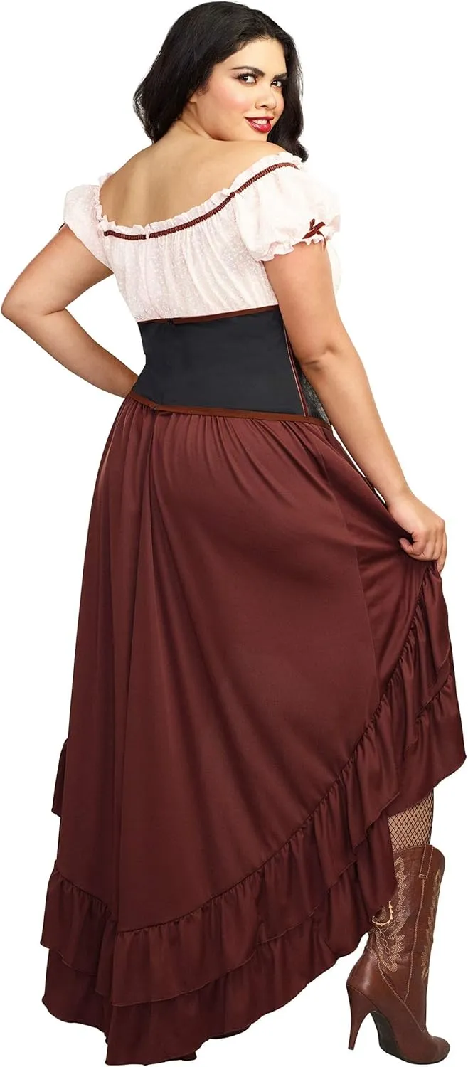 Dreamgirl Womens Plus Size Saloon Girl Costume, Adult Western Saloon Gal Authentic Halloween Costume