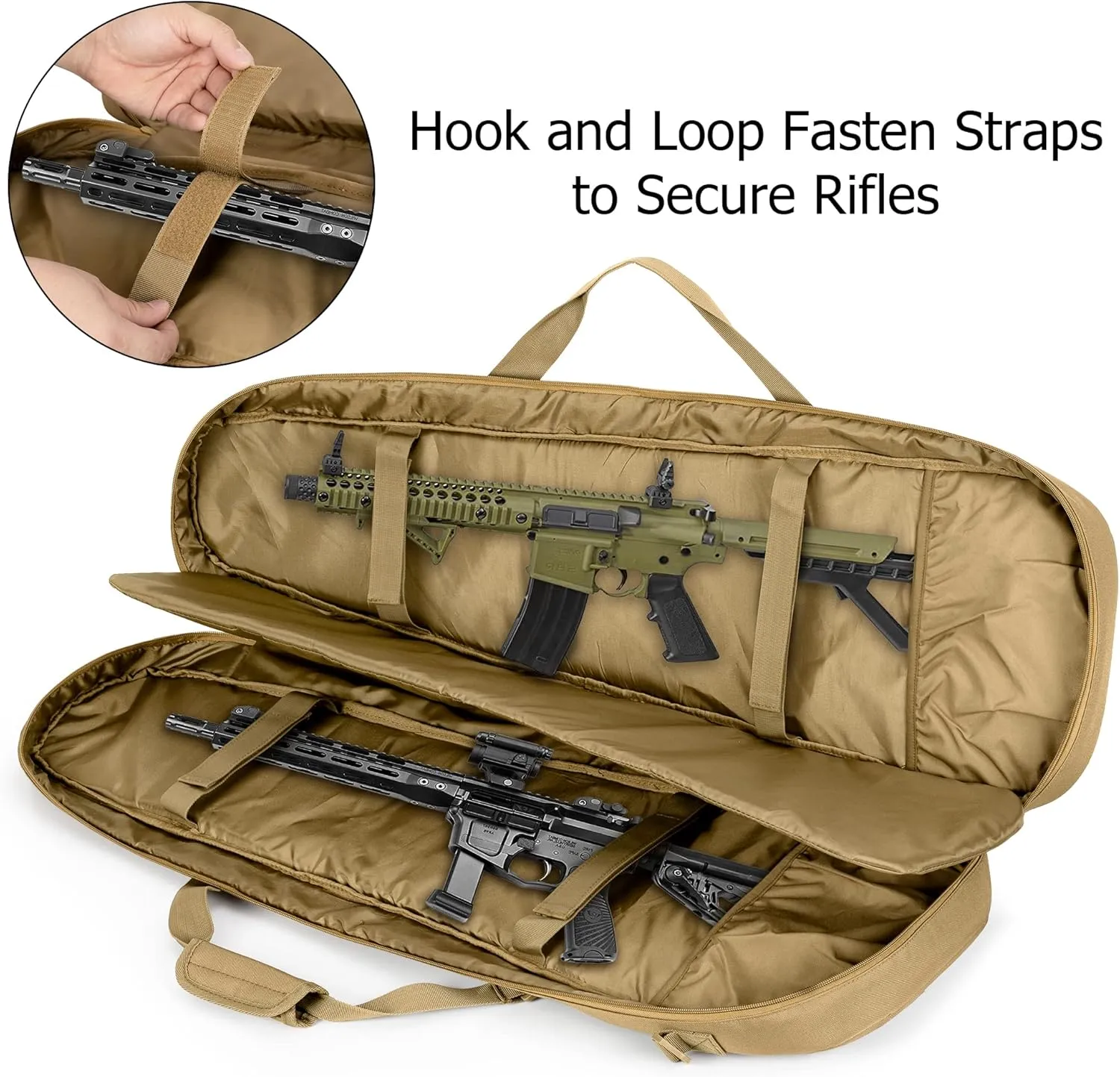 DSLEAF Long Soft Rifle Case for 36” Rifles, Tactical Double Rifle Backpack & Padded Rifle Bag for Hunting and Shooting