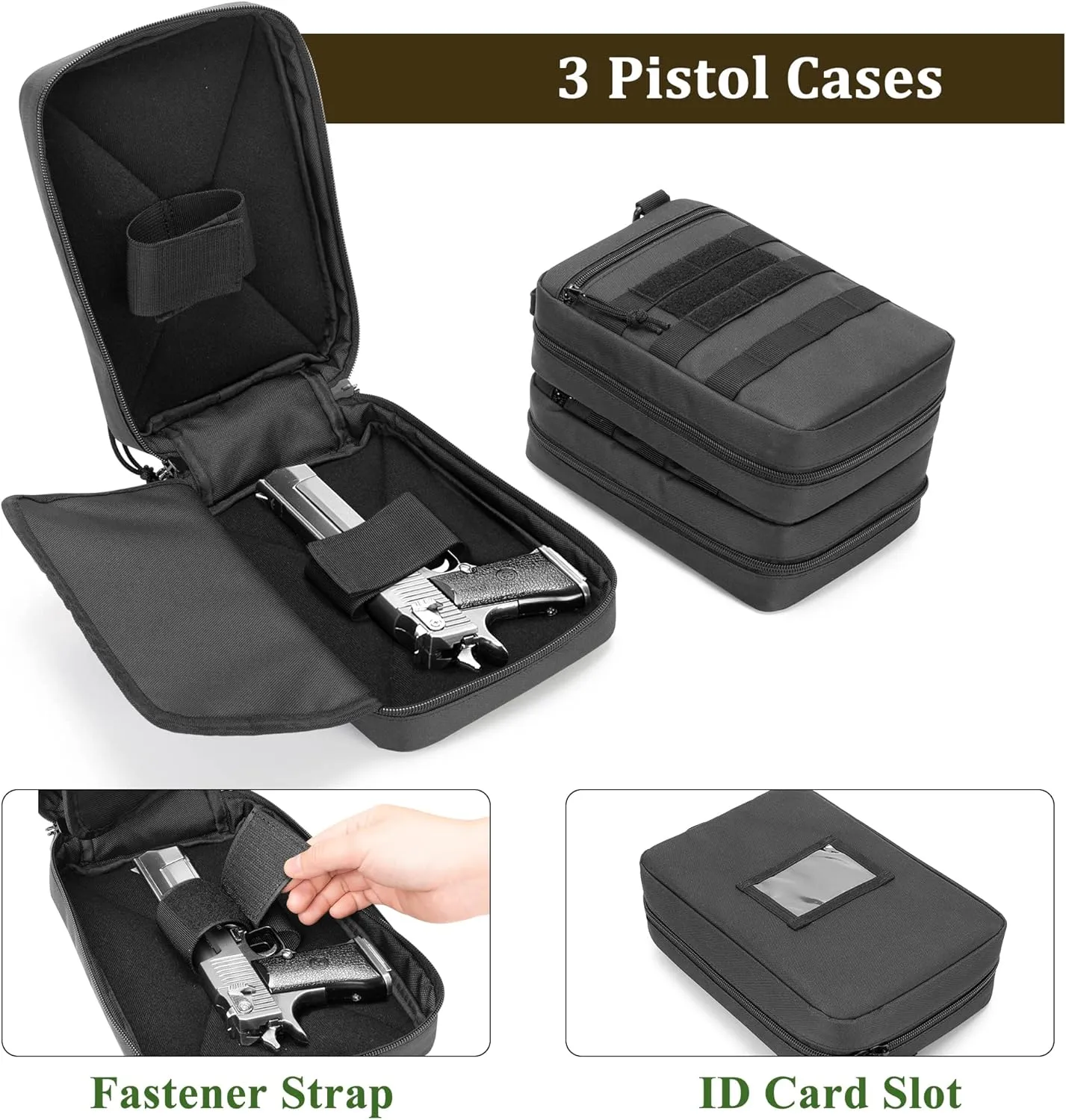 DSLEAF Tactical Pistol Backpack with 3 Pistol Cases for 6 Handguns, Gun Backpack with 13x Magazine Slots for Shooting and Hunting