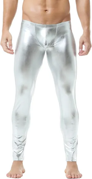 DTODWW Men's Faux Leather Activewear Leggings Slim Fit Tight Pants Long PU Pants Clubwear