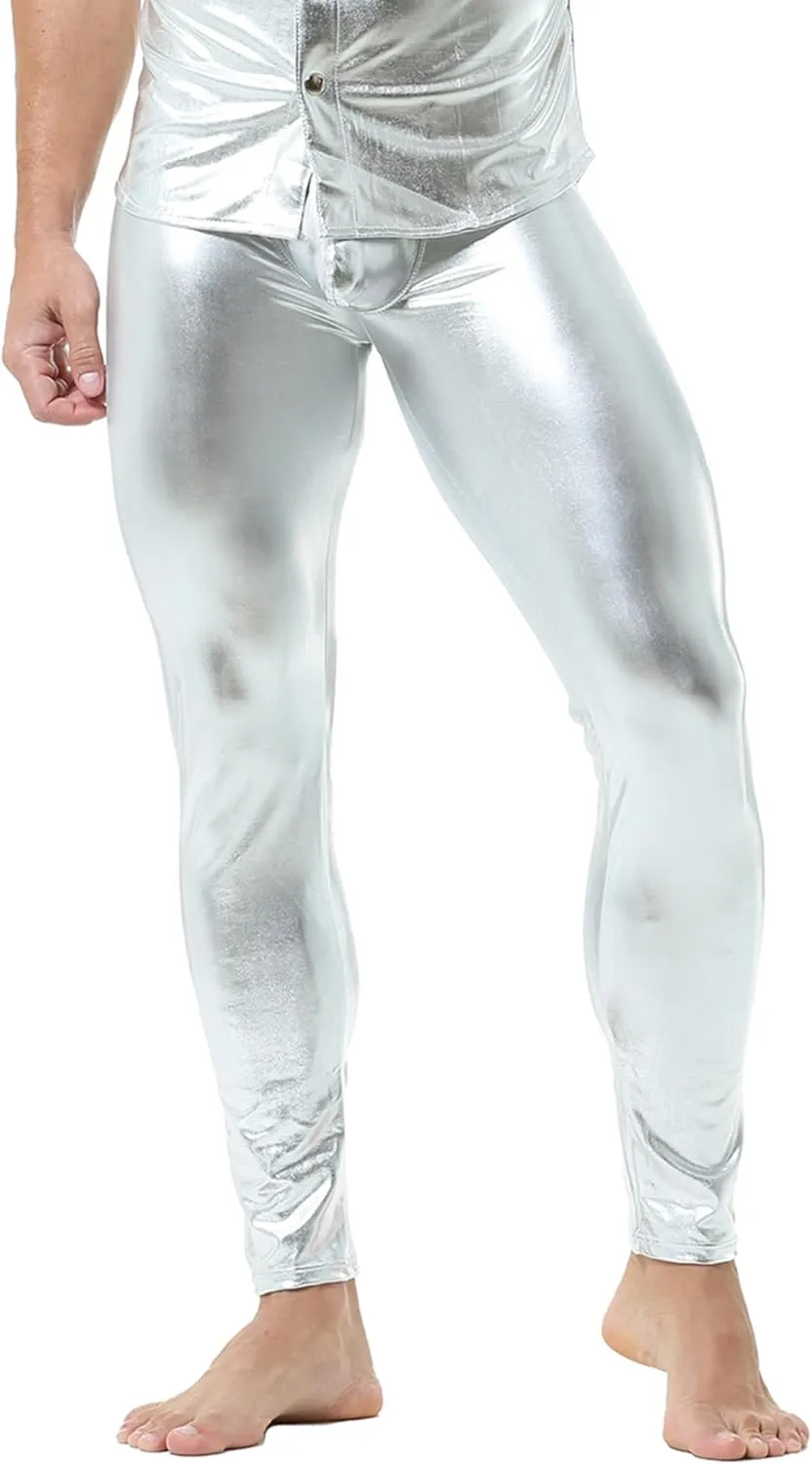 DTODWW Men's Faux Leather Activewear Leggings Slim Fit Tight Pants Long PU Pants Clubwear