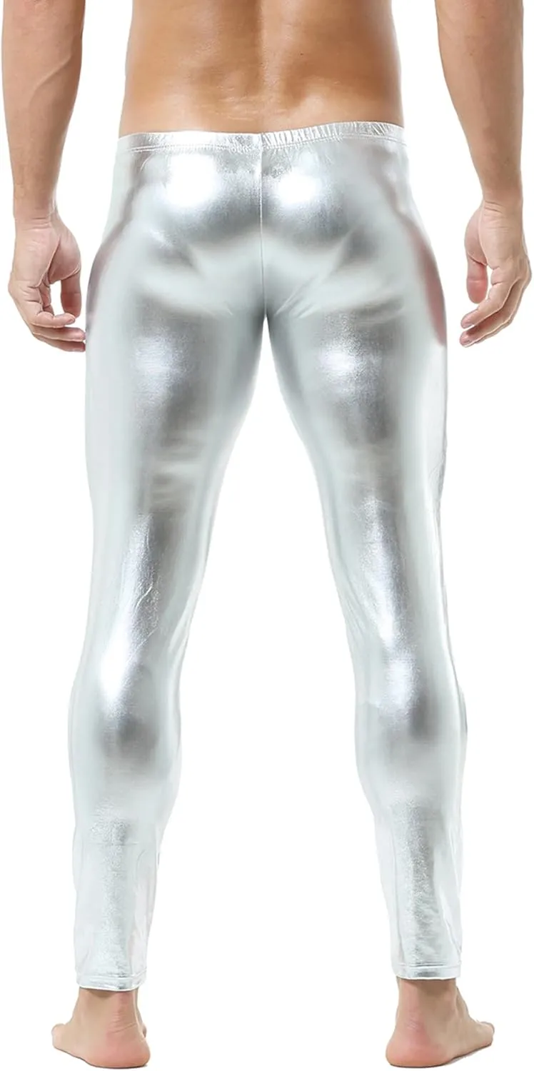 DTODWW Men's Faux Leather Activewear Leggings Slim Fit Tight Pants Long PU Pants Clubwear