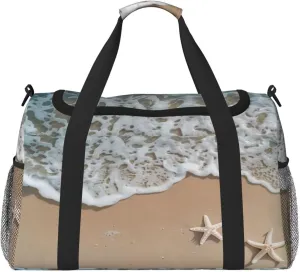 Duffel Bag for Travel Camping Sports Beach Starfish Print Tote Bag Workout Dance Bag Ocean Theme Luggage Bag Nylon Overnight Bag