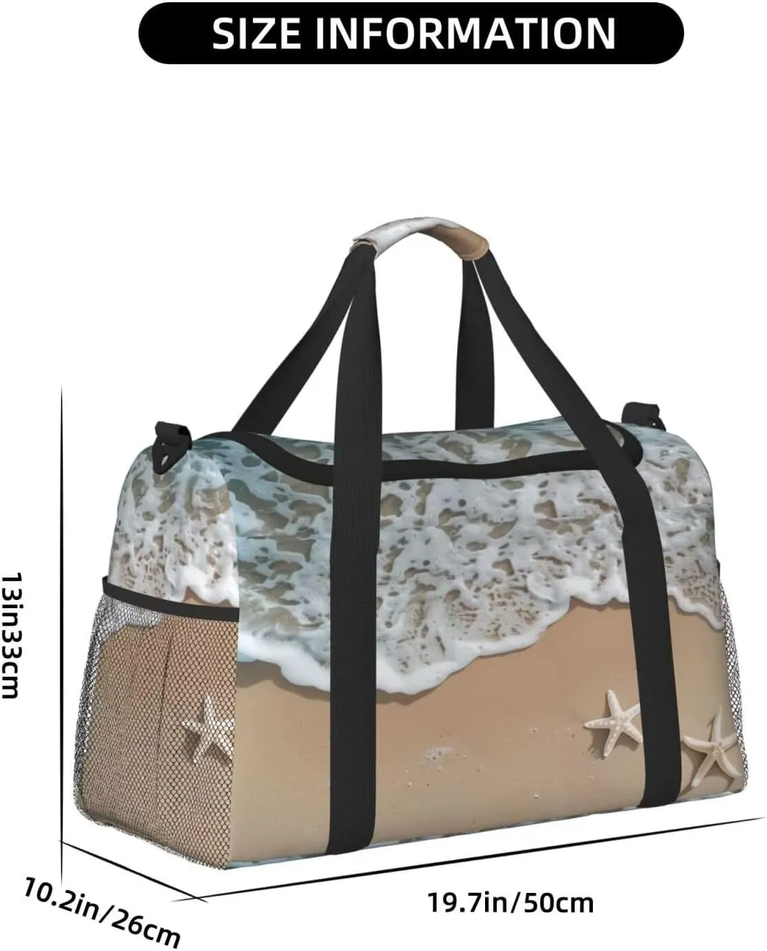 Duffel Bag for Travel Camping Sports Beach Starfish Print Tote Bag Workout Dance Bag Ocean Theme Luggage Bag Nylon Overnight Bag