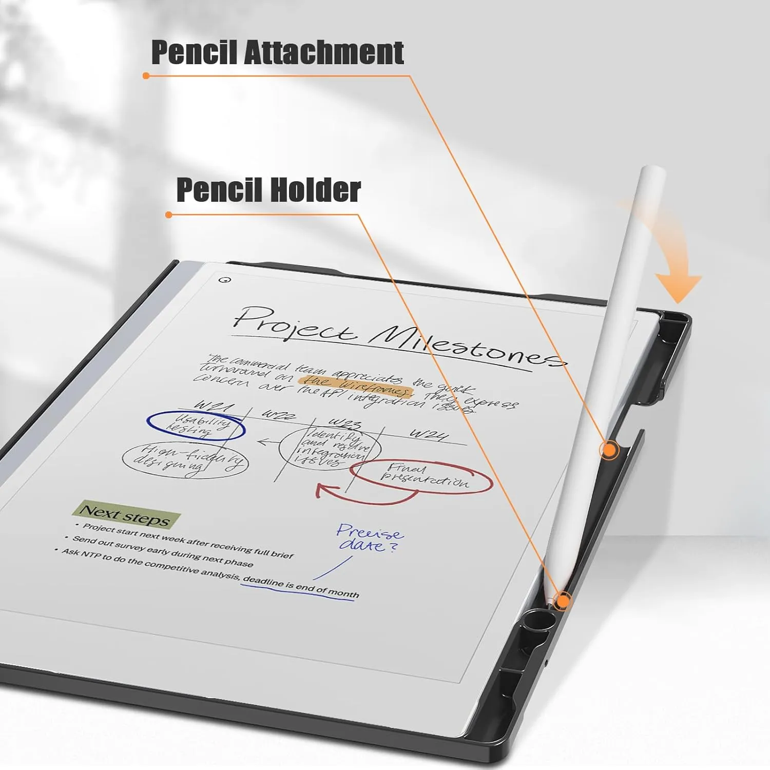 E NET-CASE Case for Remarkable Paper Pro Tablet 11.8 inch (2024 Released) - New Business Design Upgraded Leather Cover for Remarkable Paper Pro Digital Paper with Stand & Pen Holder (Black)