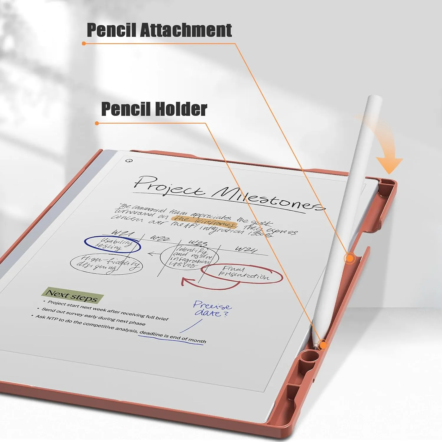 E NET-CASE Case for Remarkable Paper Pro Tablet 11.8 inch (2024 Released) - New Business Design Upgraded Leather Cover for Remarkable Paper Pro Digital Paper with Stand & Pen Holder (Brown)