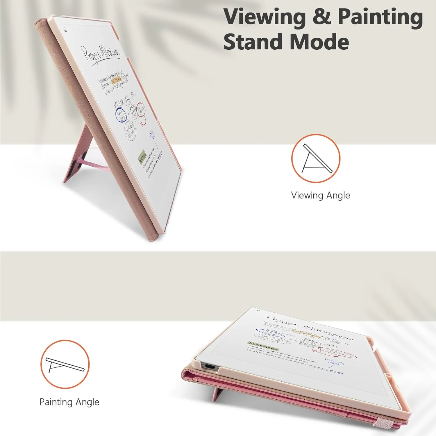 E NET-CASE Case for Remarkable Paper Pro Tablet 11.8 inch (2024 Released) - New Business Design Upgraded Leather Cover for Remarkable Paper Pro Digital Paper with Stand & Pen Holder (Pink)