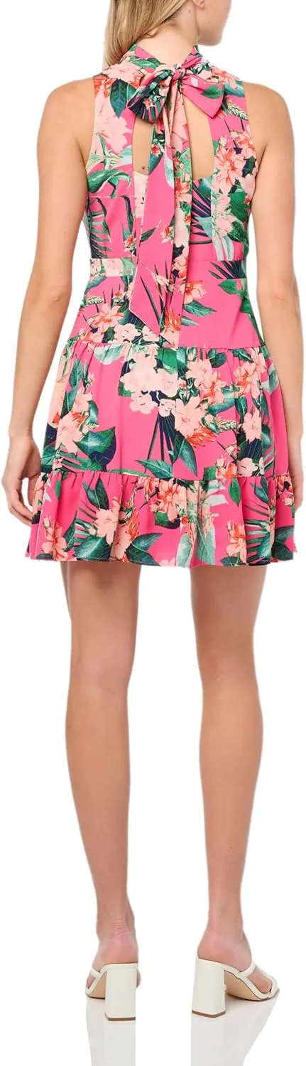Eliza J Women's Sleeveless Mock Neck Pleated Fit & Flare Mini Dress