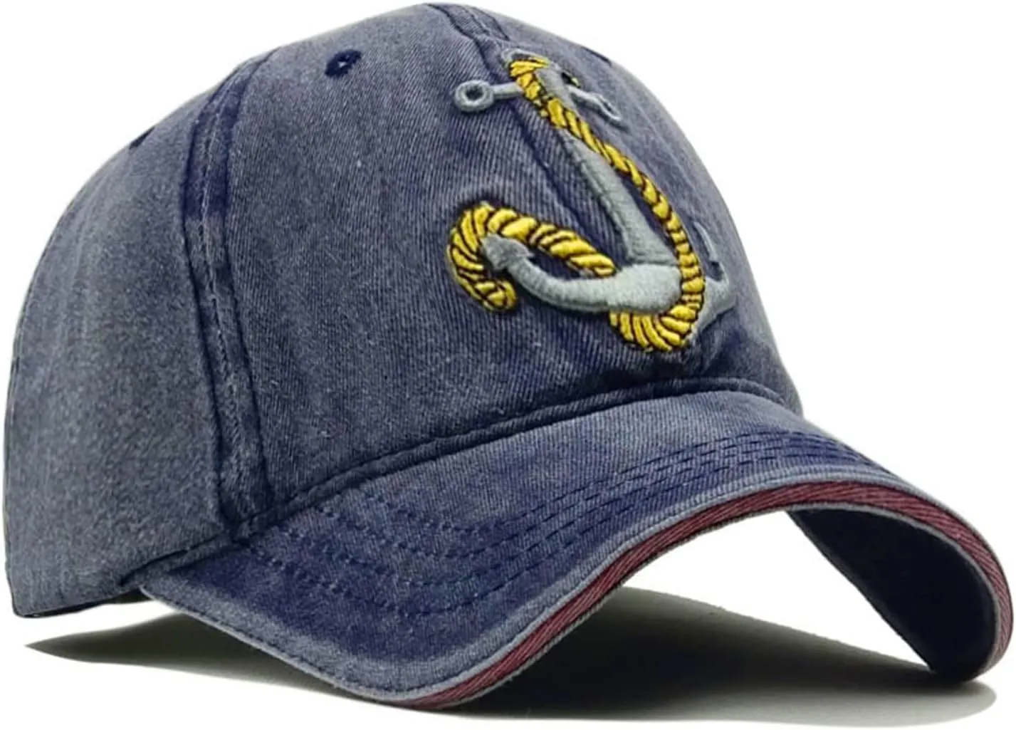 Embroidered Anchor Baseball Hat, Retro Captain Fishing Sailing Dad Cap, Adjustbale Back Strap
