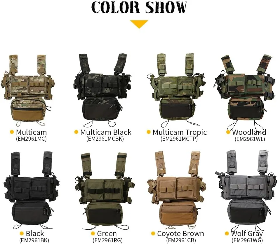 emersongear tac Micro Fight Chissis MK3 Modular Vest for Airsoft Paintball Cosplay