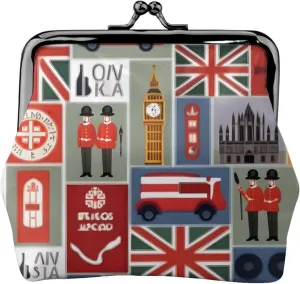 England Symbols print Coin Purse, Mini Change Purse for Women Small Coin Purse for Credit Card ID Key
