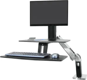 Ergotron – WorkFit-A LD Single Monitor Standing Desk Converter, Sit-Stand Workstation for Tabletops – 5 to 15 lbs, Suspended Keyboard Tray