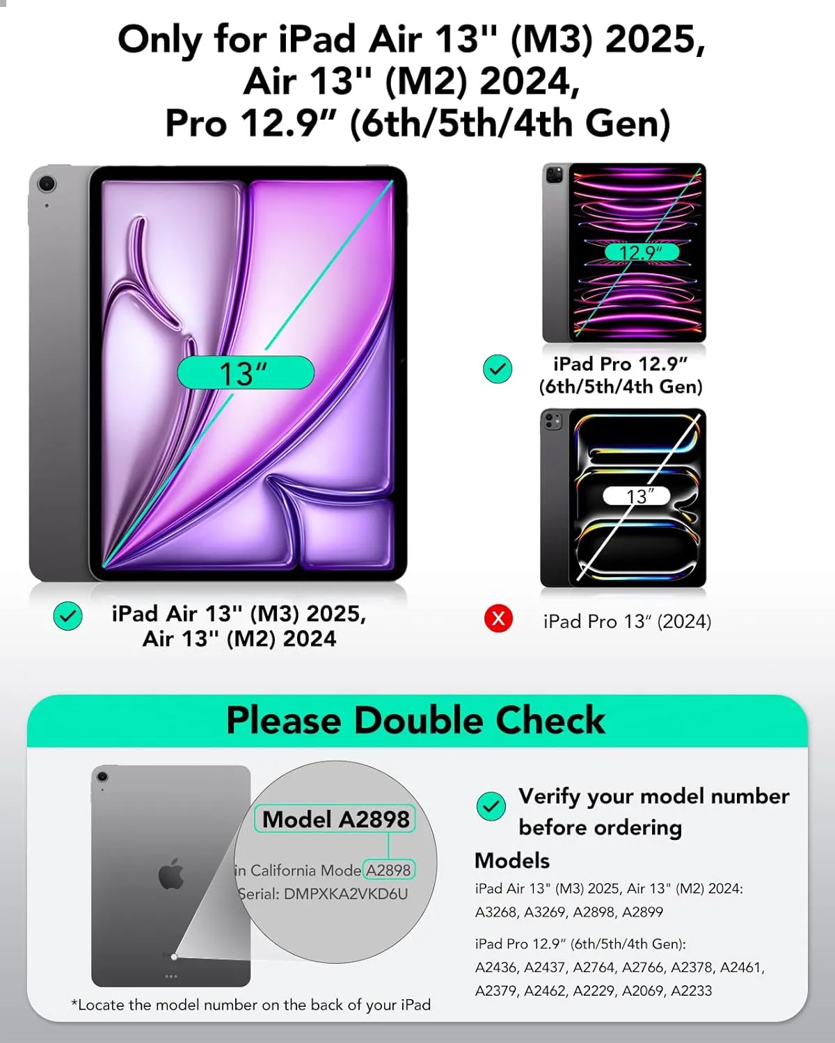 ESR for iPad Pro 12.9 6th/5th/4th Gen, iPad Air 13 Inch Case M3/M2 (2025/2024), Powerful Magnetic Attachment, Slim Trifold Stand Case, Supports Pencil Pro & USB-C, Rebound Series, Durable Black