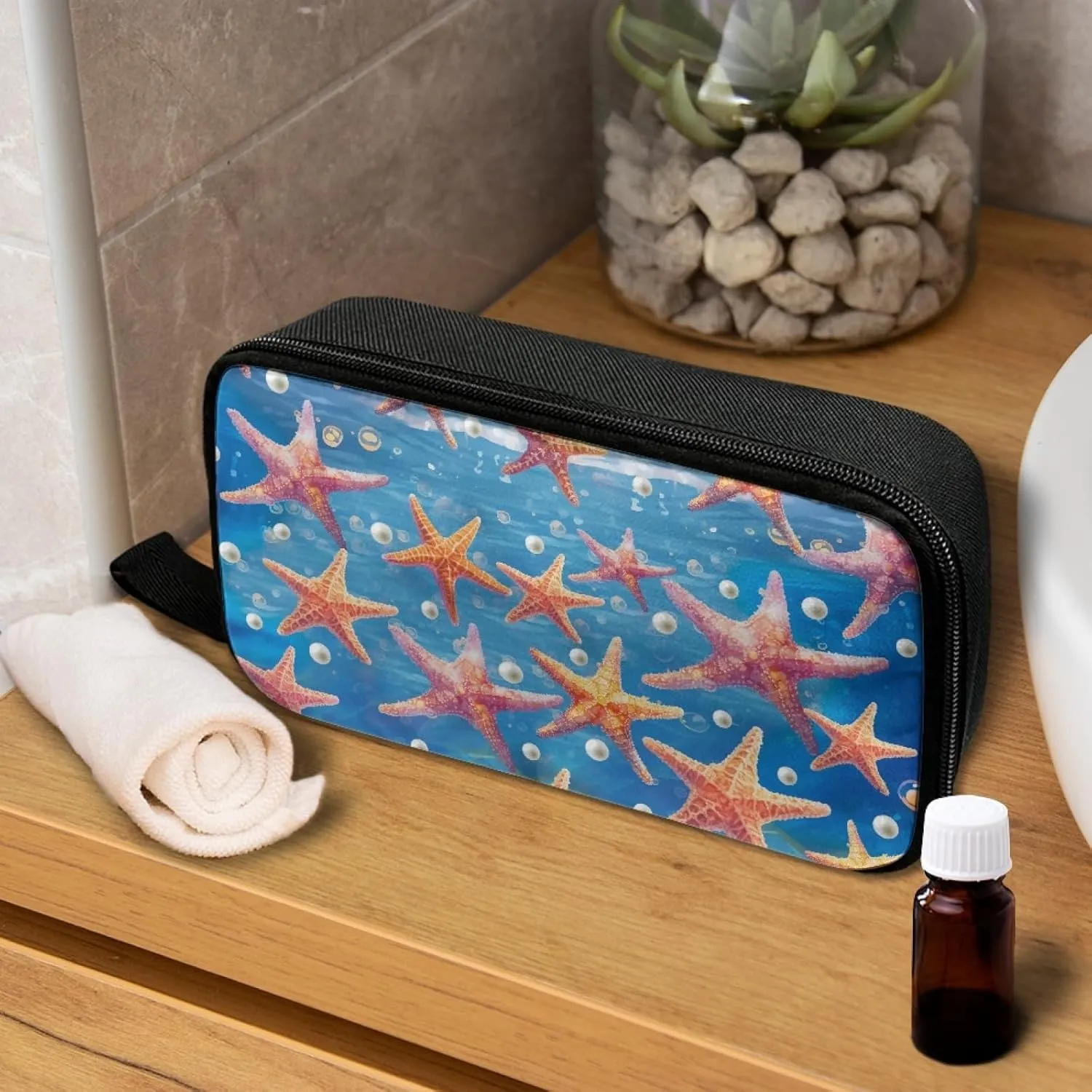 Essential Oils Storage Case for 12 Bottles,Beach Starfish Waterproof Holding Up to 5/10/15 ml Bottles Essential Oils Storage Men Women Gifts