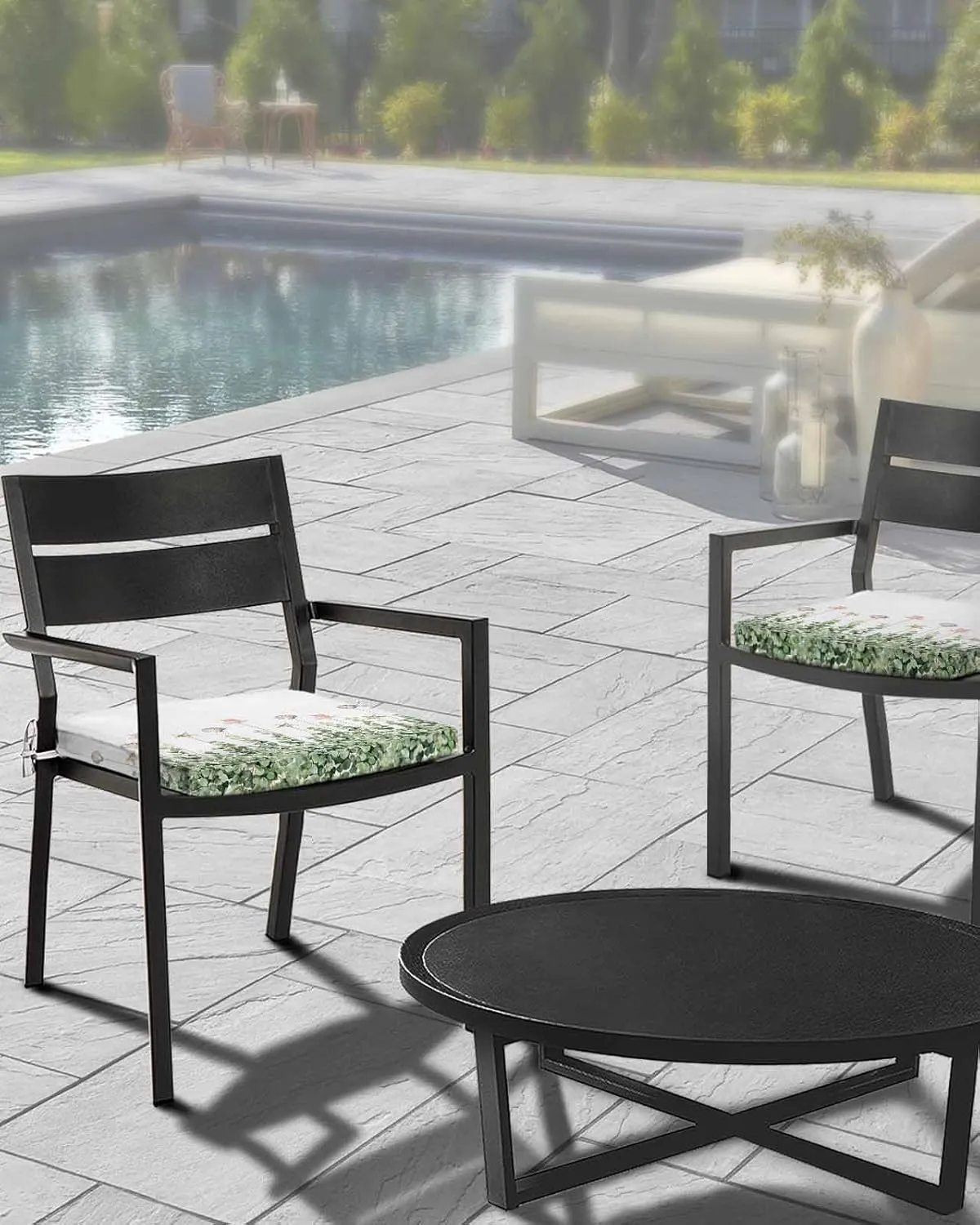 Eucalyptus Leaf Outdoor Cushion Chair Cover Set of 4 - Waterproof Couch Seat Covers, Coastal Beach Starfish Nautical Ocean Patio Furniture Protector Cushions Slipcovers for Sofa/RV, 22"x22"x4"