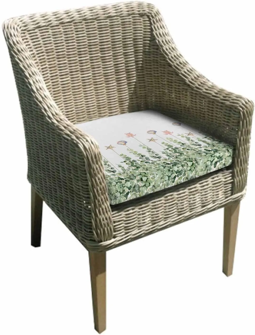 Eucalyptus Leaf Outdoor Cushion Chair Cover Set of 4 - Waterproof Couch Seat Covers, Coastal Beach Starfish Nautical Ocean Patio Furniture Protector Cushions Slipcovers for Sofa/RV, 22"x22"x4"