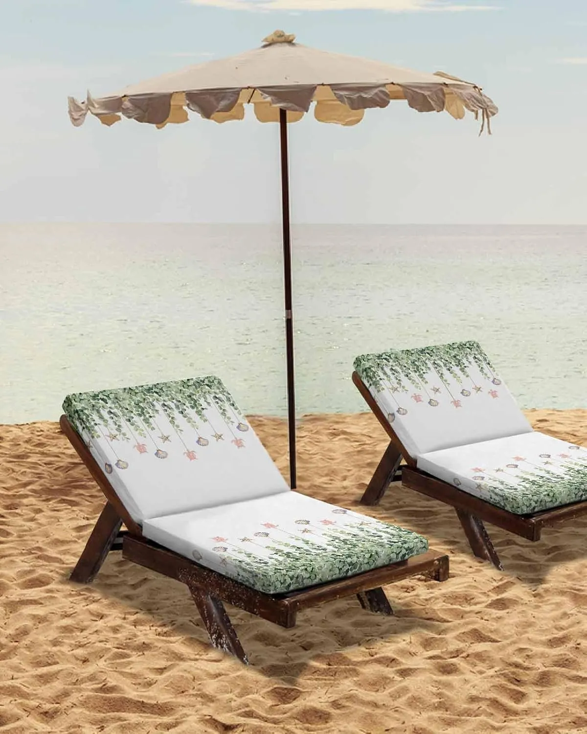 Eucalyptus Leaf Outdoor Cushion Chair Cover Set of 4 - Waterproof Couch Seat Covers, Coastal Beach Starfish Nautical Ocean Patio Furniture Protector Cushions Slipcovers for Sofa/RV, 22"x22"x4"