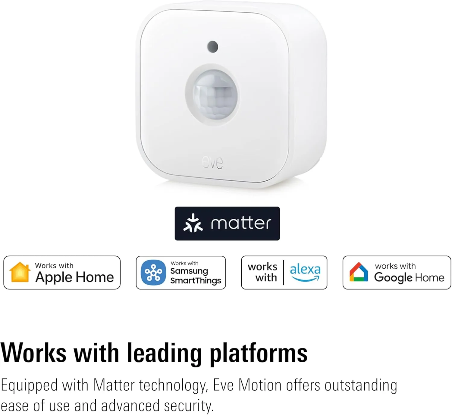Eve Motion (Matter) - Smart Motion Sensor with Light Sensor, IPX3 Water Resistance, Automatic Activation of Lights and Devices, Thread