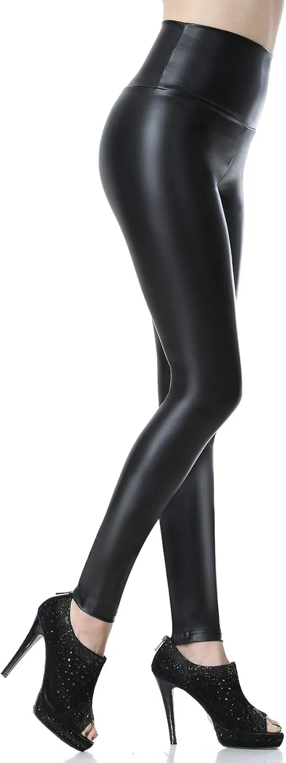 Everbellus Sexy Womens Faux Leather High Waisted Leggings