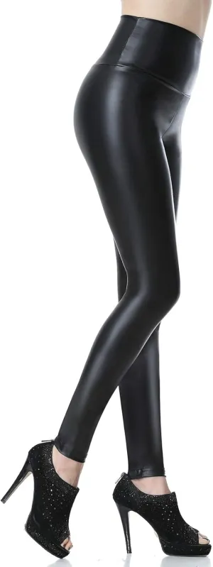 Everbellus Sexy Womens Faux Leather High Waisted Leggings