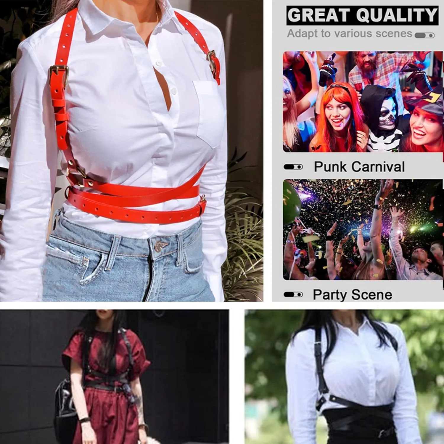 eYLun Women Leather Punk Waist Harness Belt
