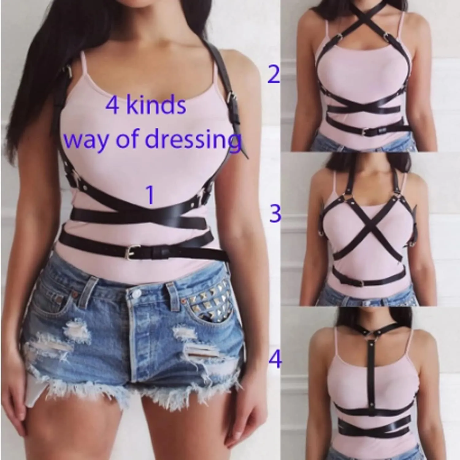 eYLun Women Leather Punk Waist Harness Belt