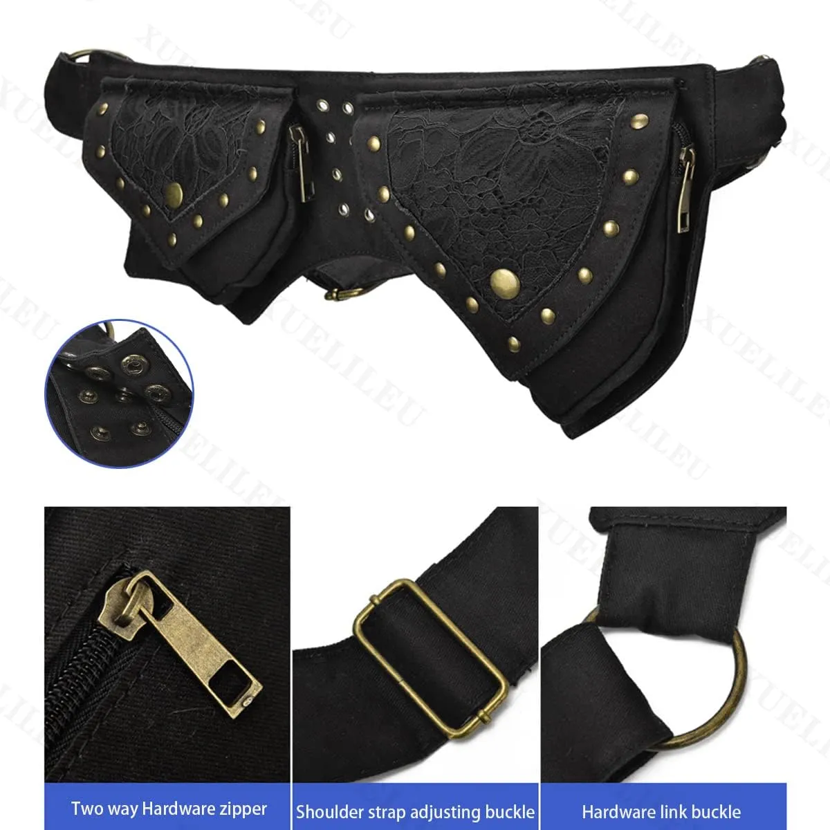 Fanny Packs for women fashionable,Fanny Pack Lace Waist Bag Pouch Utility Belt Fanny bag Waist Pack for Sports Hiking Travel Renaissance Faire Festival Fanny Pack