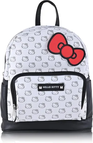 Fast Forward Hello Kitty Mini Backpack for Adults and Teens | Womens Purse Faux Leather Double Strap Shoulder Bag (White)