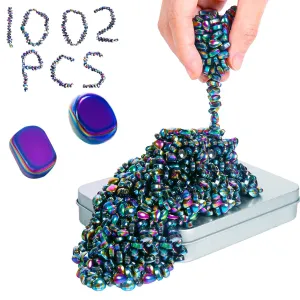 Ferrite Putty Magnetic Balls Over 1000pcs Mini Rainbow Magnetic Putty with 2 Big Smooth Magnet Beads Sensory Toys Fidget Toys for Adults Office Desk Toys Office Desk Toys(Colorful)