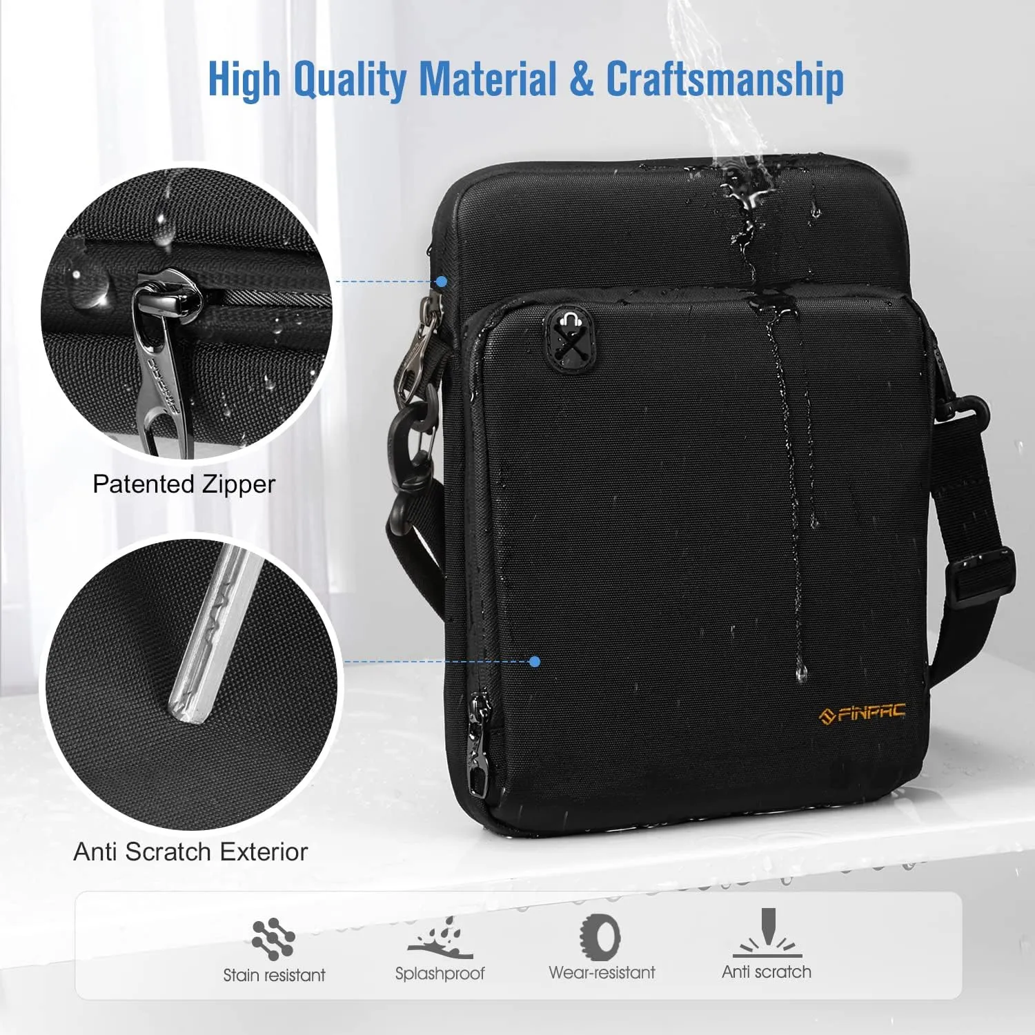 FINTIE 11 Inch Tablet Sleeve Case, Briefcase Shoulder Bag for 11" iPad (A16) 2025, Air M3 M2 2025/2024, 10.9" iPad 10th Gen, 10.9" Air 5/4, Galaxy Tab, Black